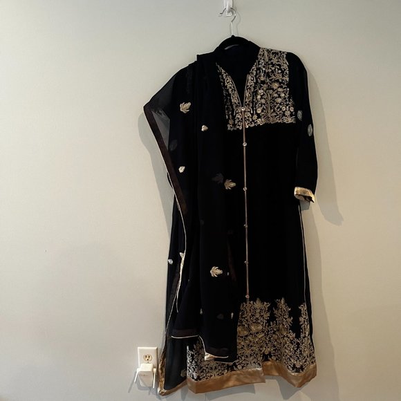 Indian tradition Salwar Kameex suit set , in Dark Blue, size 40 - Picture 9 of 10